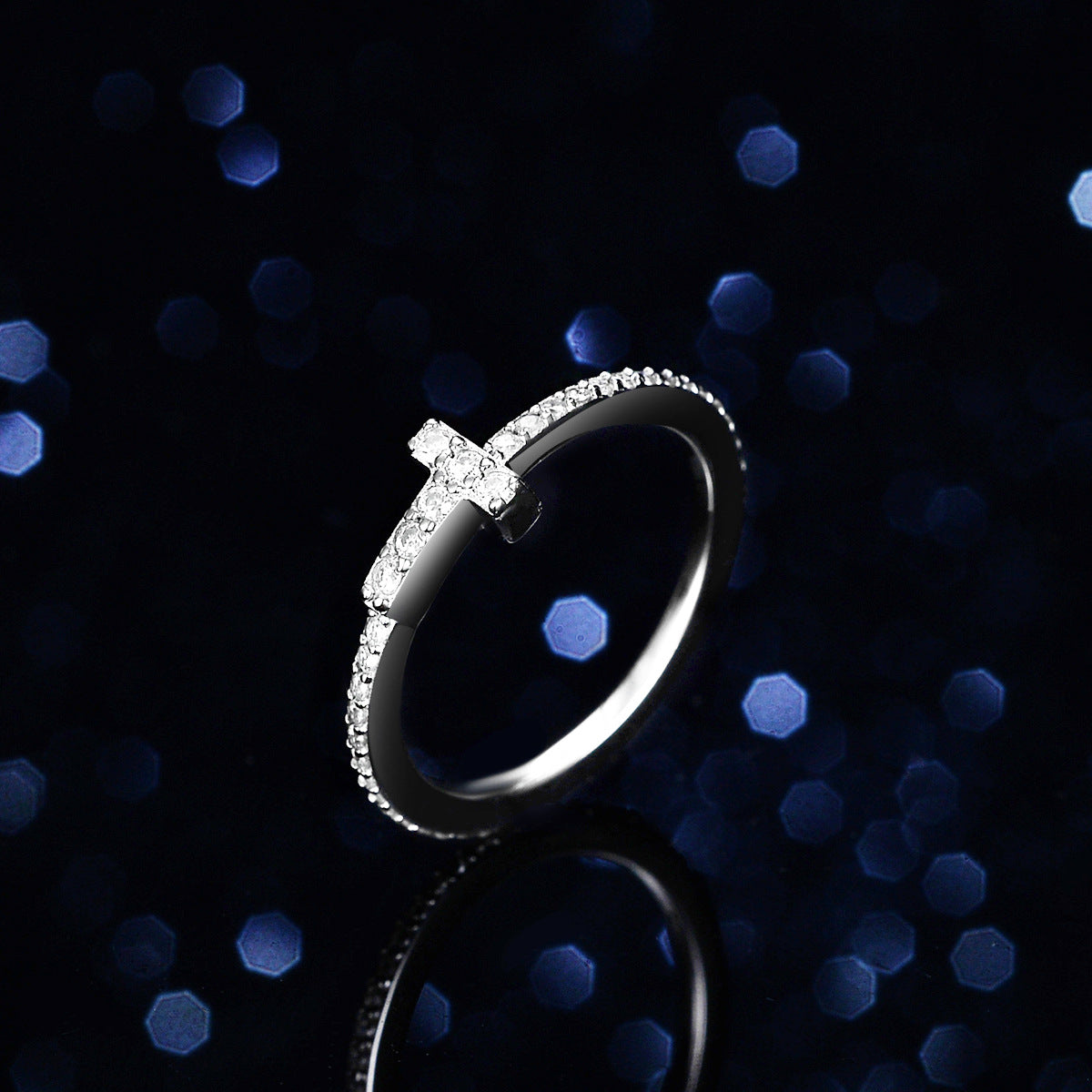 【#R03】(Cross) 925 Sterling Silver Moissanite Rings