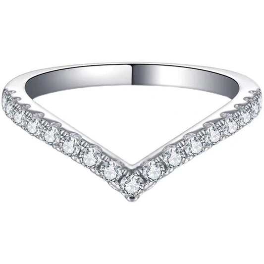 【#R07】(V-ring) 925 Sterling Silver Moissanite Rings
