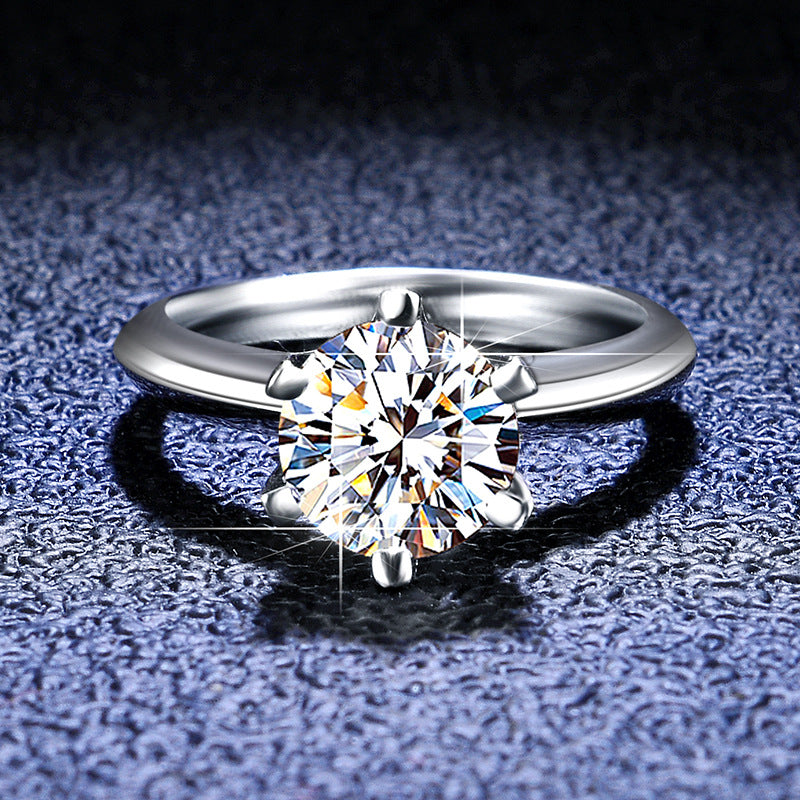 【#R08】 (Six Prong) 925 Sterling Silver Moissanite Rings