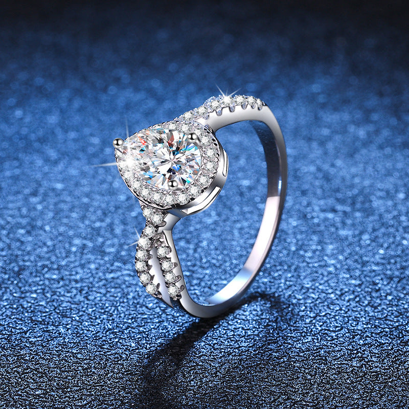 【#R09】(Water Drop）925 Sterling Silver Moissanite Rings