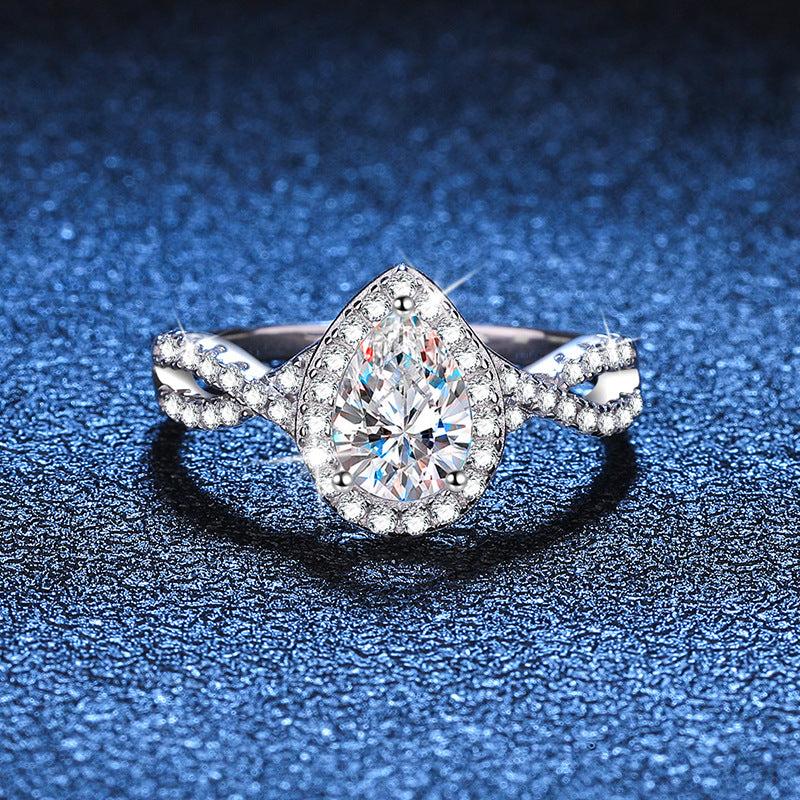 【#R09】(Water Drop）925 Sterling Silver Moissanite Rings