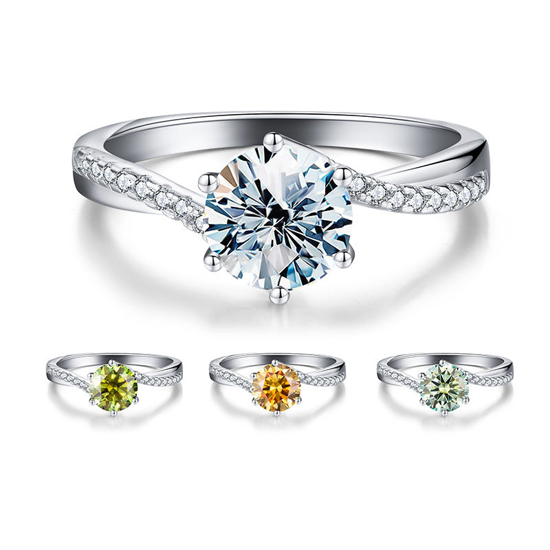 【#R10】(rainbow) 925 Sterling Silver Moissanite Rings