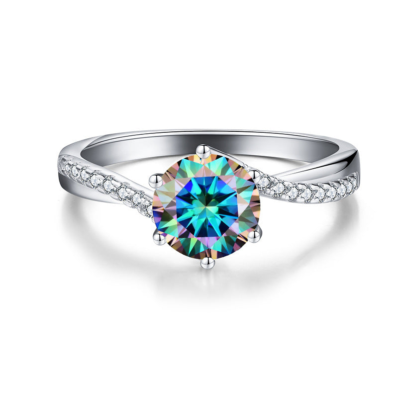 【#R10】(rainbow) 925 Sterling Silver Moissanite Rings