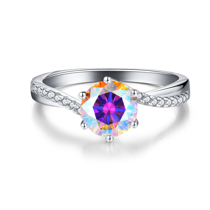【#R10】(rainbow) 925 Sterling Silver Moissanite Rings