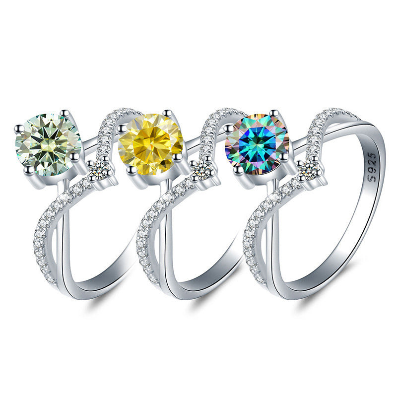 【#R11】925 Sterling Silver Colored-Moissanite Rings