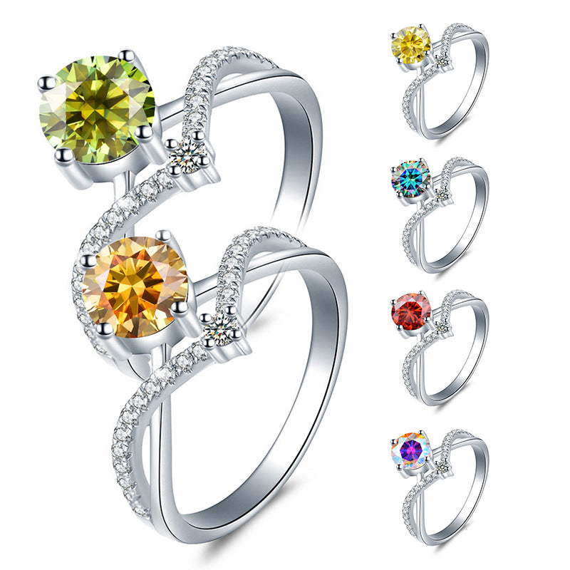 【#R11】925 Sterling Silver Colored-Moissanite Rings