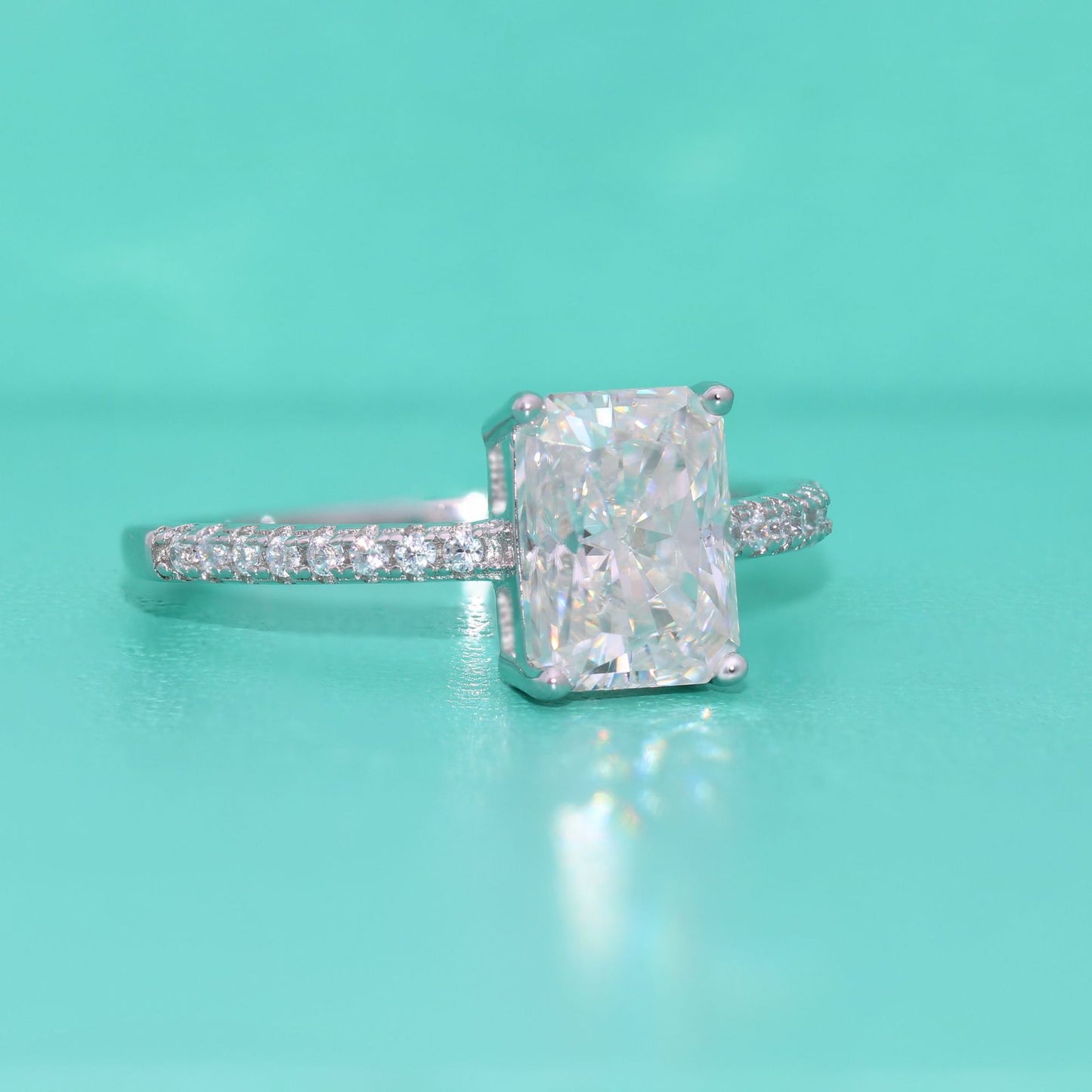 【#R12】 （6x8mm）925 Sterling Silver Moissanite Rings