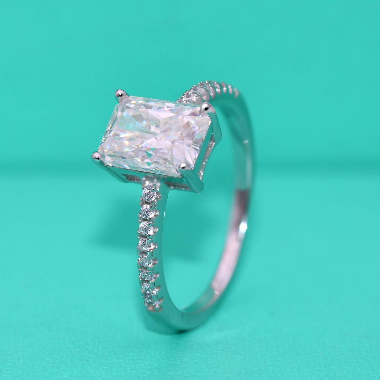 【#R12】 （6x8mm）925 Sterling Silver Moissanite Rings