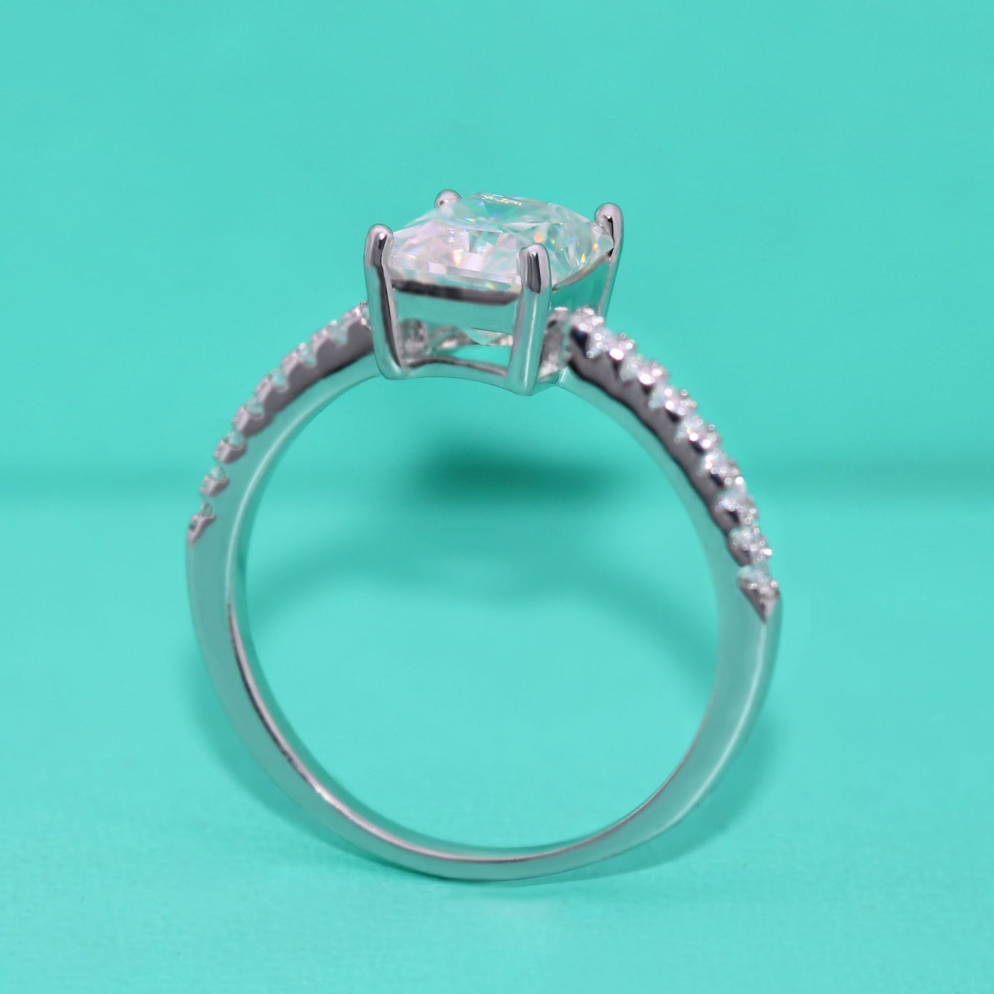 【#R12】 （6x8mm）925 Sterling Silver Moissanite Rings