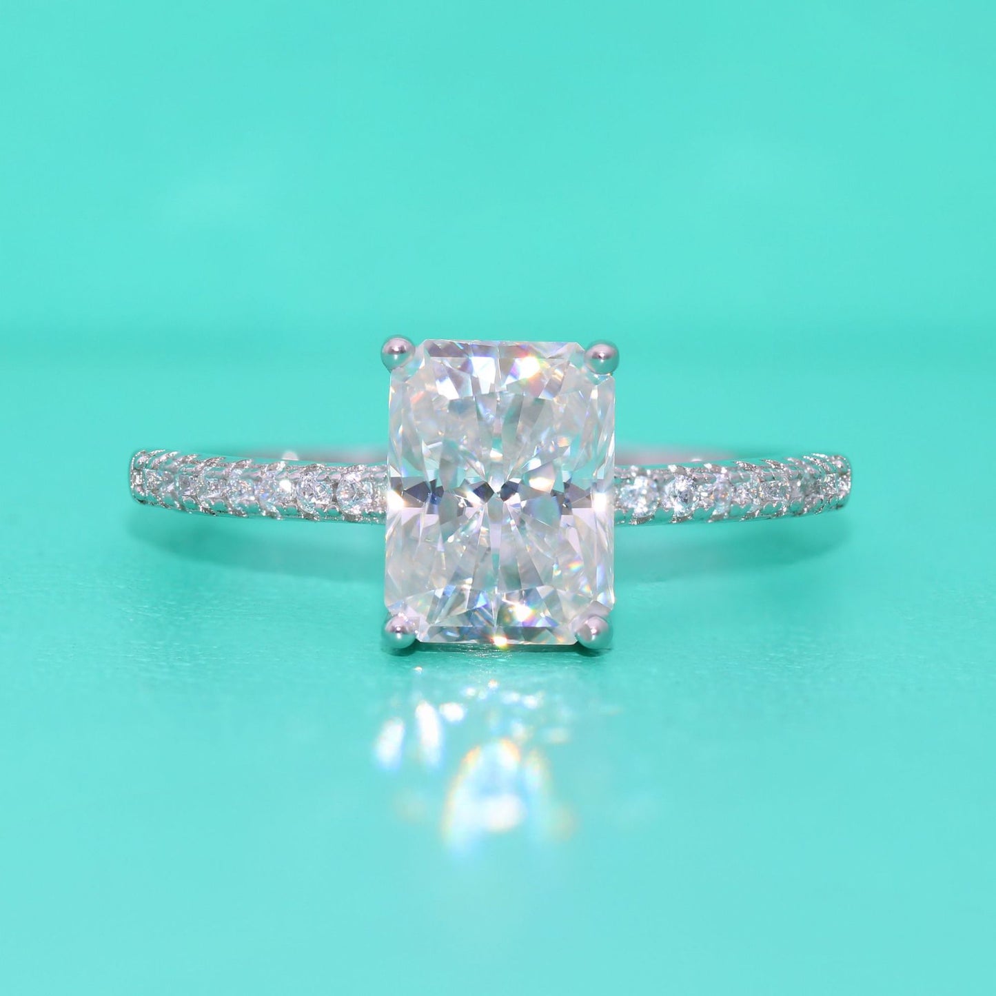 【#R12】 （6x8mm）925 Sterling Silver Moissanite Rings