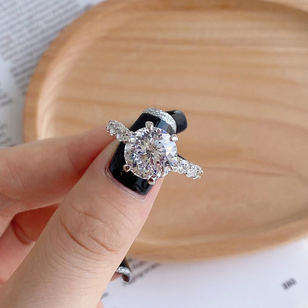 【Party Queen/#R13】925 Sterling Silver Moissanite Rings(buy 1 get 3 more freebies: Ring+Jewelry case+Silver Polishing cloth)