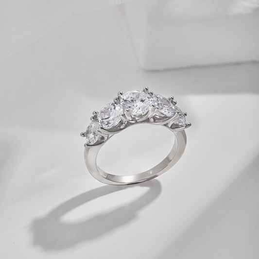 【Party Queen/#R14】925 Sterling Silver Moissanite Rings(buy 1 get 3 more freebies: Ring+Jewelry case+Silver Polishing cloth)