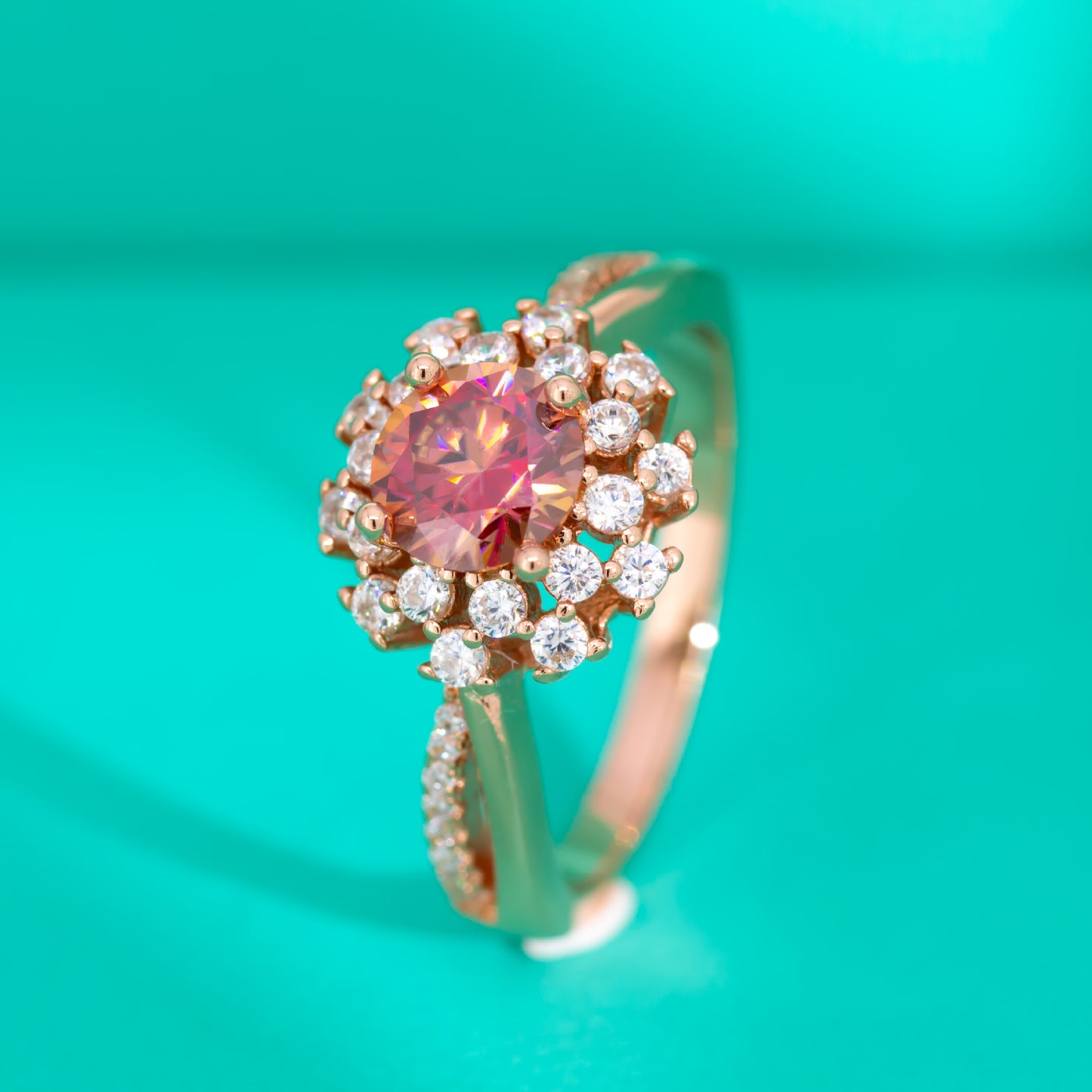 【#R15】（ Sun flower）925 Sterling Silver colored Moissanite Rings