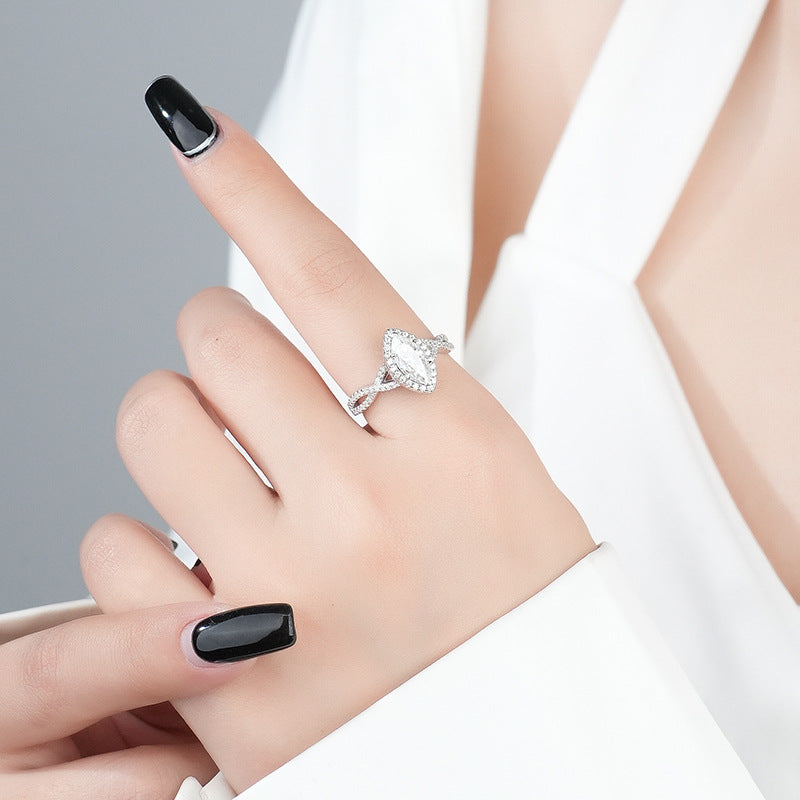 【#R19】(Marquise）925 Sterling Silver Moissanite Rings