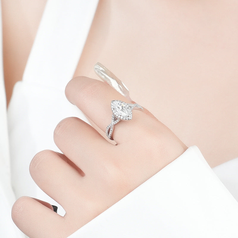 【#R19】(Marquise）925 Sterling Silver Moissanite Rings