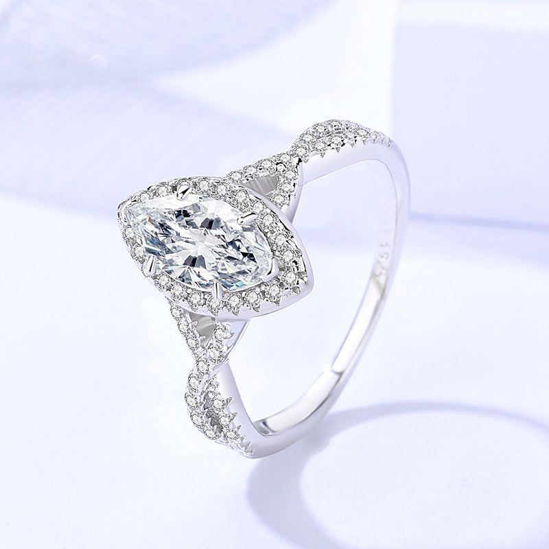 【#R19】(Marquise）925 Sterling Silver Moissanite Rings