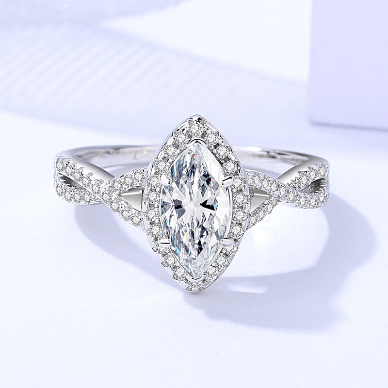 【#R19】(Marquise）925 Sterling Silver Moissanite Rings