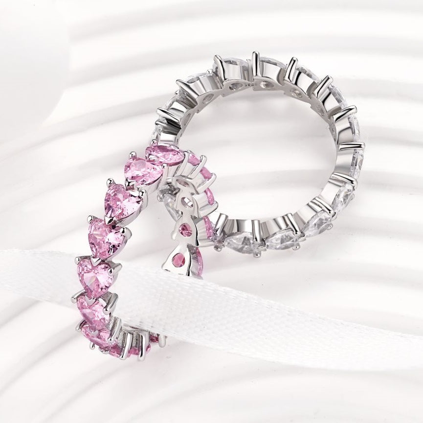 【#R21 heart-band】925 Sterling Silver Zircon Rings