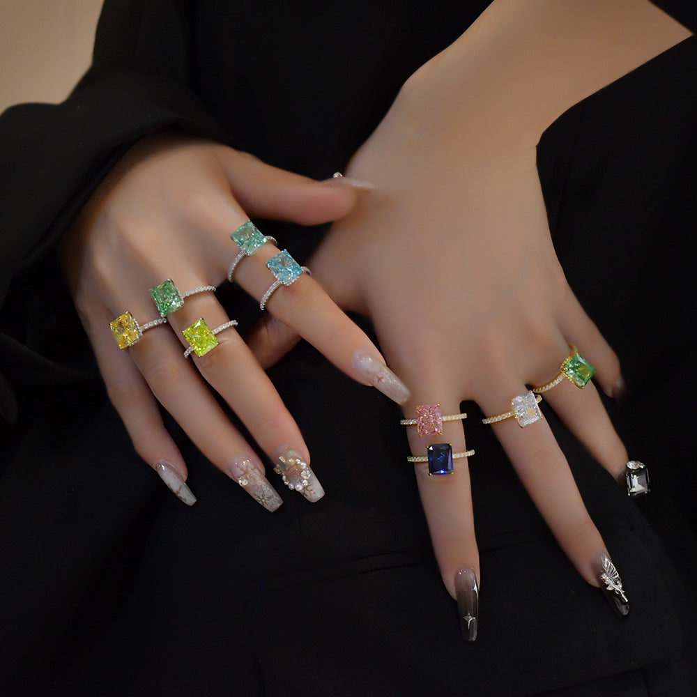 【#R23】（8x10mm）925 Sterling Silver High-Carbon Rings
