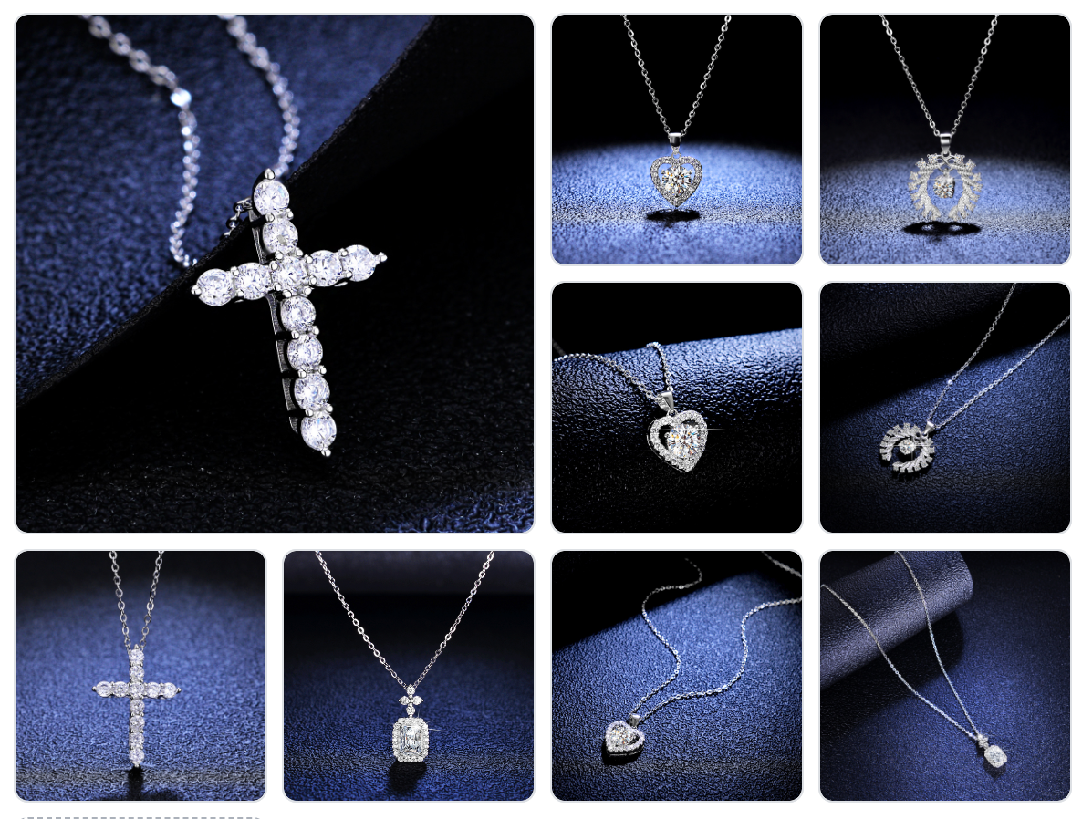 【PartyQueen-Necklace Collections】925 Sterling Silver Moissanite Necklaces(buy 1 get 3 more freebies: Ring+Jewelry case+Silver Polishing cloth)